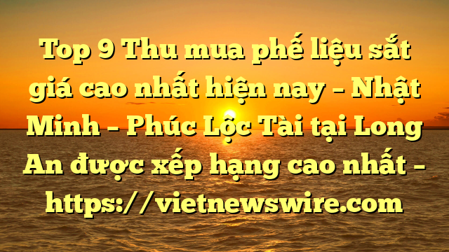 Top 9 Thu Mua Phế Liệu Sắt Giá Cao Nhất Hiện Nay – Nhật Minh – Phúc Lộc Tài Tại Long An  Được Xếp Hạng Cao Nhất – Https://Vietnewswire.com